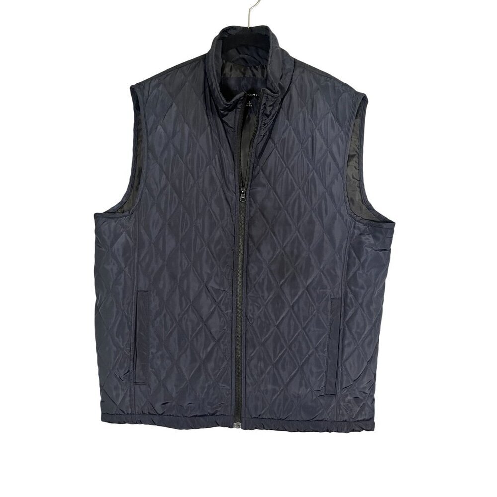 Retro Quilted Vest Blue M Preppy Nautical Coastal Neutral Minimalist Classic 80s